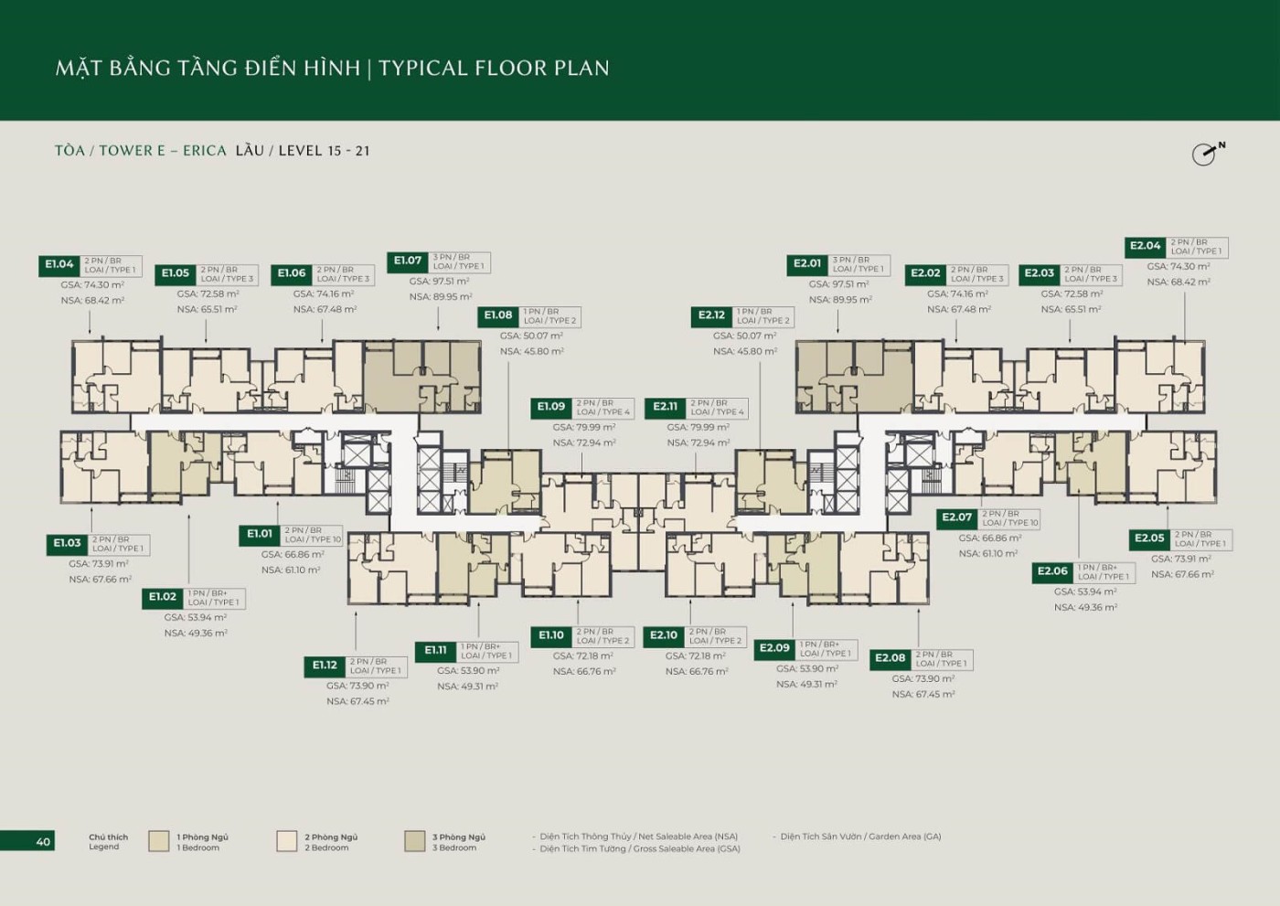 mặt bằng điển hình tòa E LUMIÈRE Boulevard