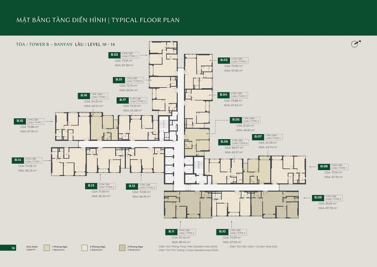 mặt bằng tầng 10-14 Lumierè Boulevard Toà B